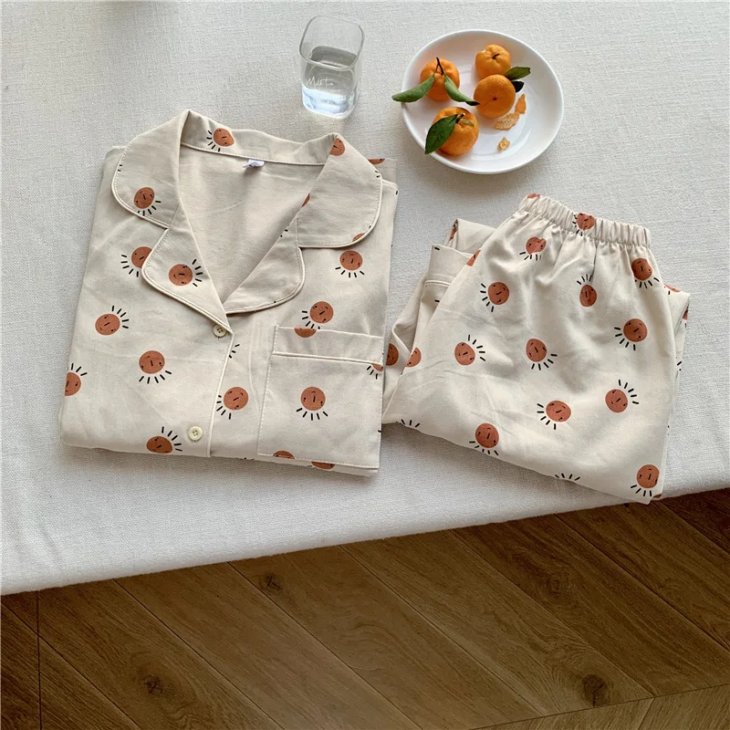 

Sunflower Cotton Homewear Fashion Printed Long Sleeve Cardigan Comfortable Pajamas Ladies Suit 2021 Spring/Autumn New