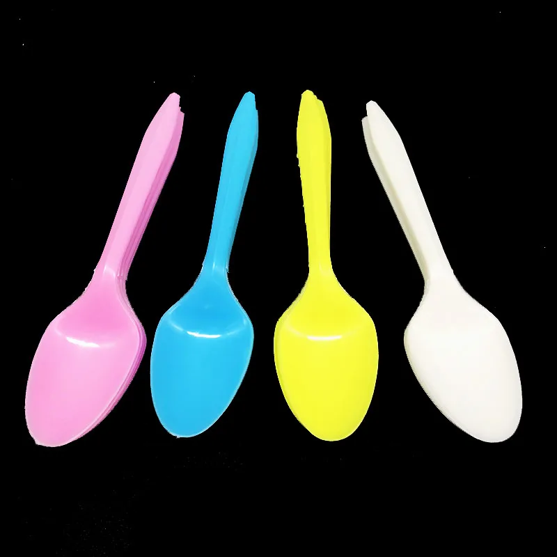 

12pcs/lot Solid Color theme disposable plastic spoons Plain Color theme party decorations Pure Color disposable spoons