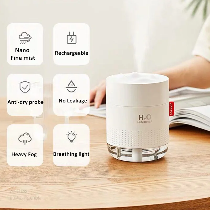 500 мл беспроводной увлажнитель воздуха 2000 мАч перезаряжаемый холодный туман