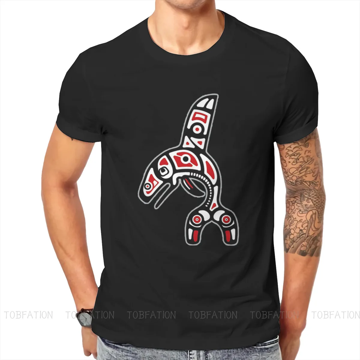 

Аборитейская художественная культура, креативный тотем, модная футболка с Китом-убийцей, Классическая Высококачественная женская уличная ...