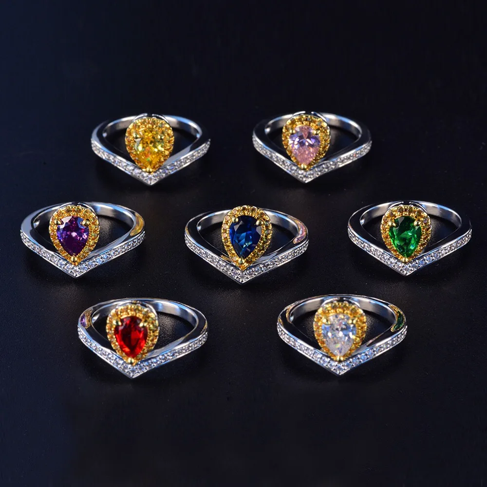 

YPAY8 модное простое популярное женское кольцо из стерлингового серебра S925 пробы, высокое качество, цветные камни, свадебные стойкие цветные ...