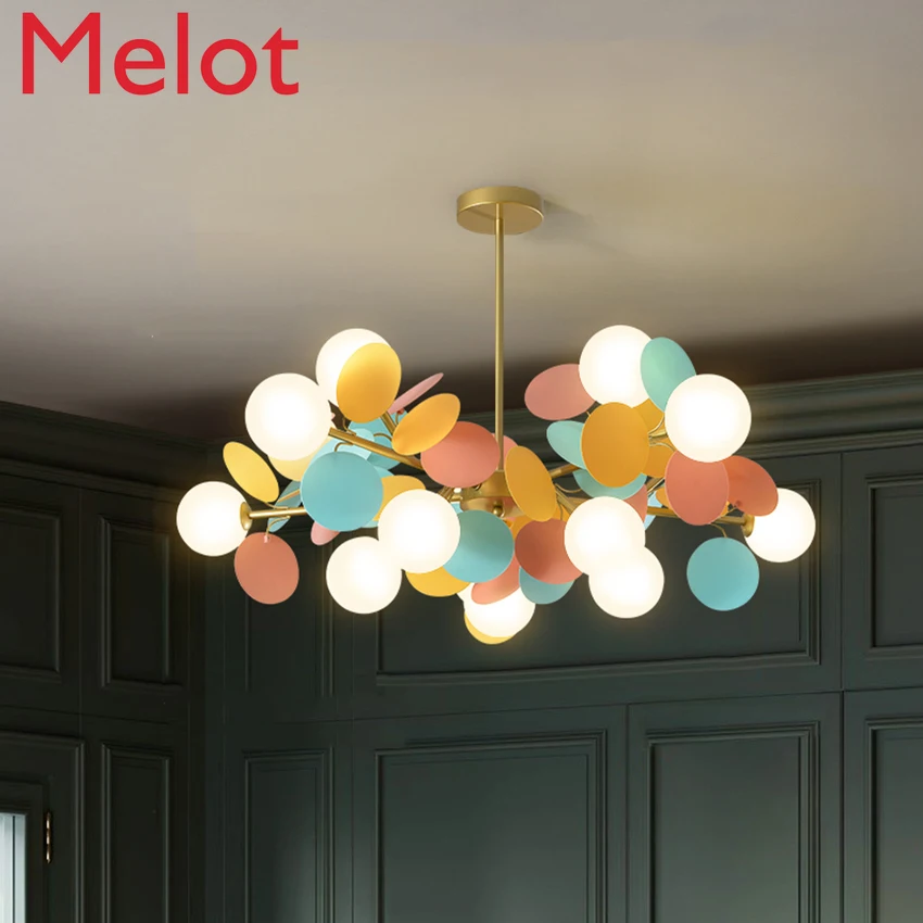 

Modern cartoon Glass chandelier ceiling Pendant living room hanglamp for kids room Ball colour nordic lighting Kitchen Luminaire