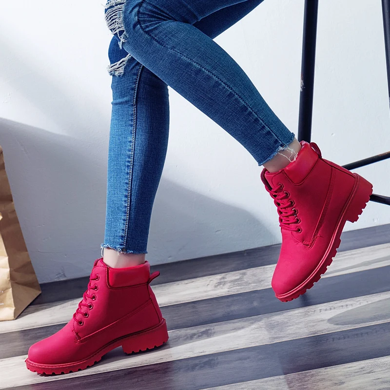 

2021 Autumn Winter Shoes Women Plush Snow Boot Heel Fashion Keep Warm Women's Boots Woman Size 36-42 Ankle Botas Pink