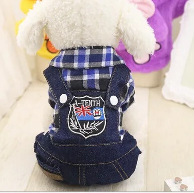 Dog Cat Denim Striped Jumpsuit Hoodie Jean Pet Puppy Coat Jacket Spring/Summer Clothes Apparel 4 Colours Winter | Дом и сад