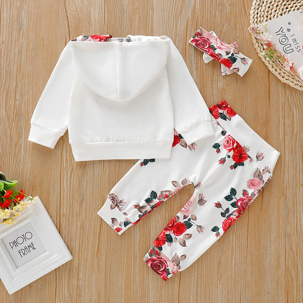 Одежда для новорожденных девочек осень 2019 комплект из 3 предметов с цветочным