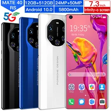 Global Version Smart Phone Mate 40RS 12GB+512GB 7.3 Inch HD Screen Android 10 Dual MTK 6799 Deca CoreSim Unlocked Mobile Phone