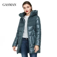 gasman 2021 womens winter jacket new long warm beige down parka coat women fashion collection outwear female elegant jacket 008