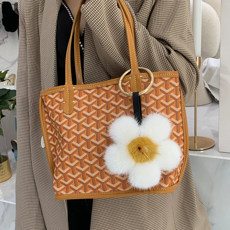 Женские милые натуральный мех брелок из меха норки омлета с рисунком