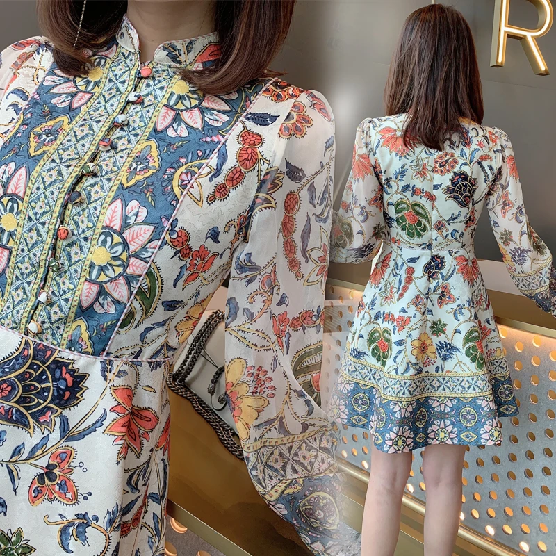 

2020 spring and autumn high quality new retro court temperament Slim foreign style fashion national style dress