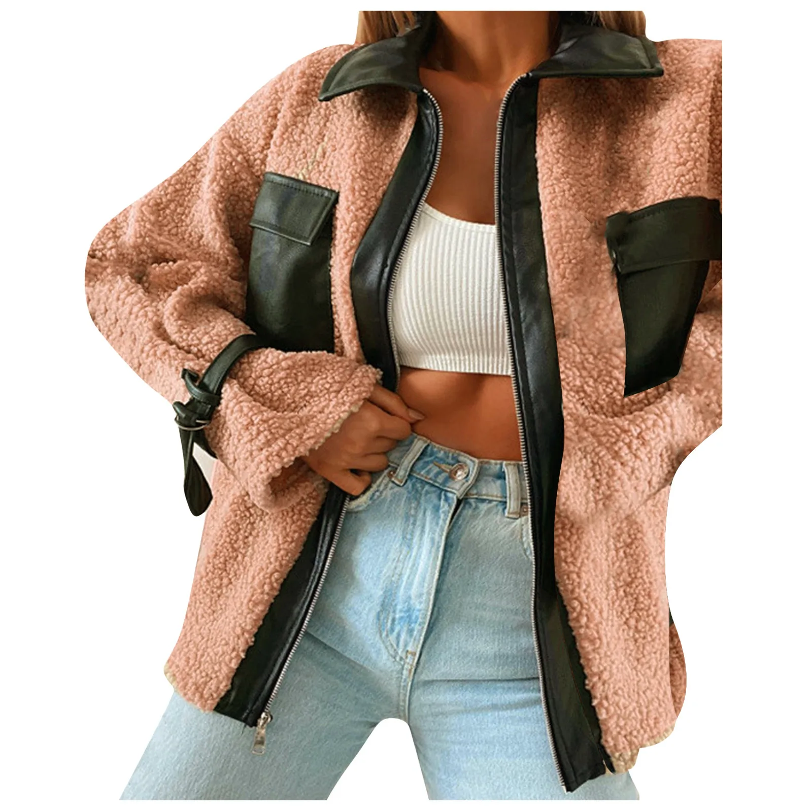 

Winter Jacket Women Fashion New Streetwear Casual Solid Zipper Tops Long Sleeve Jacket Overcoat Coat куртка зимняя женская D920#