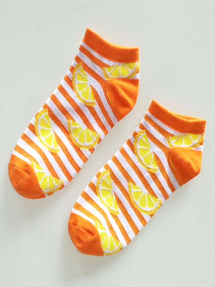 

New Product Harajuku Fruits Patterned Casual Women Socks Kawaii Lemon&Watermelon Hipster Printing Women Socks Chaussette Femme