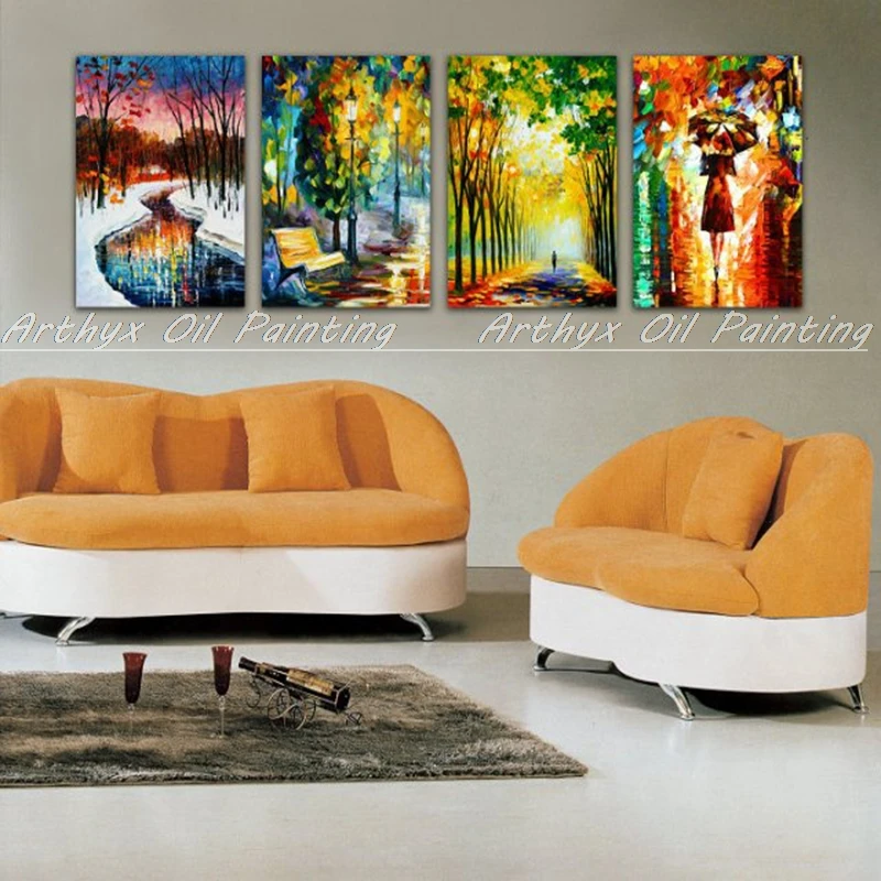 Современное настенное украшение абстрактные уличные фонари скамейка Ночной