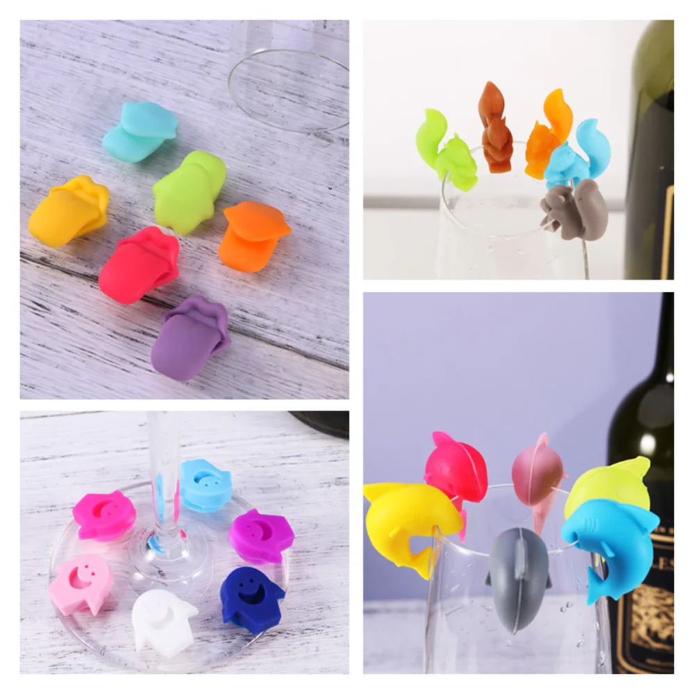 

5 Pcs Silicone Red Glass Marker Creative Squirrel Sticker Sucker Mark Glass Identification Perfect for Parties