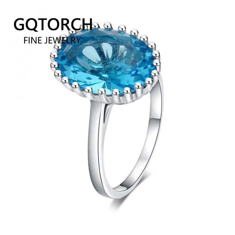 Одиночное обручальное кольцо с большим синим кристаллом белого золота SWA элемент