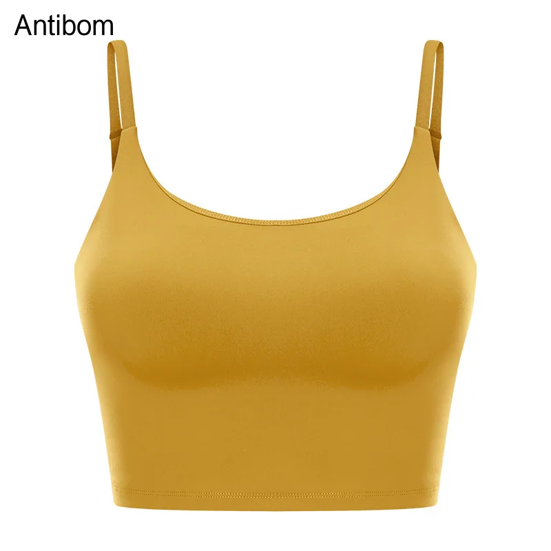 

Antibom Soft Nylon Sport Bra Women Naked-Feel Padded Athletic Running Workout Vest Stretchy Fitness Gym Push Up Yoga Bra Female