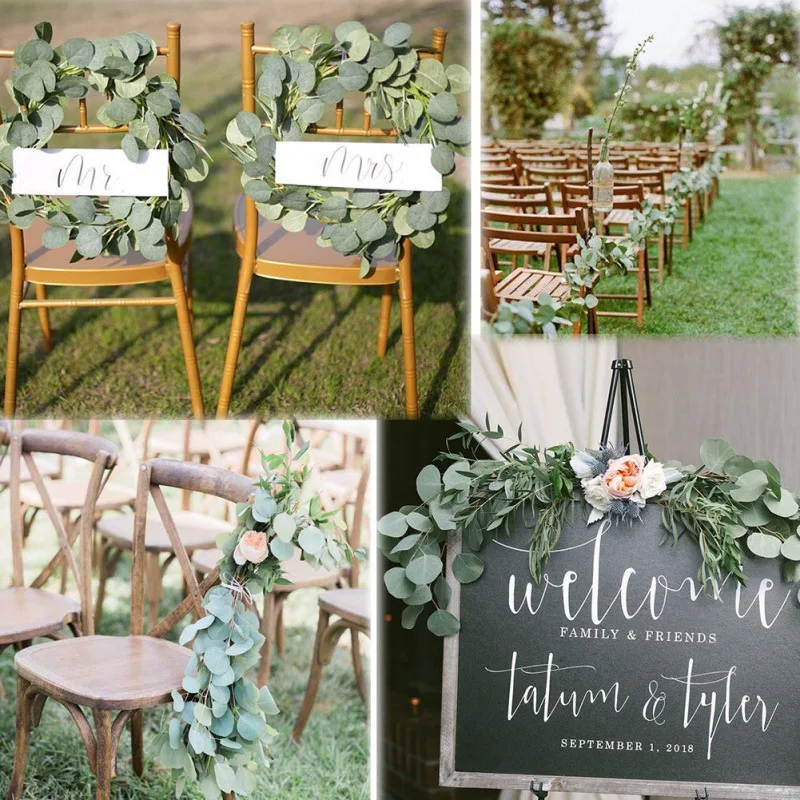 

1.7M Artificial Eucalyptus Garland Cloth Eucalyptus Vines Wedding Background Wall Decor Flower Arrangement Home Party Decoration