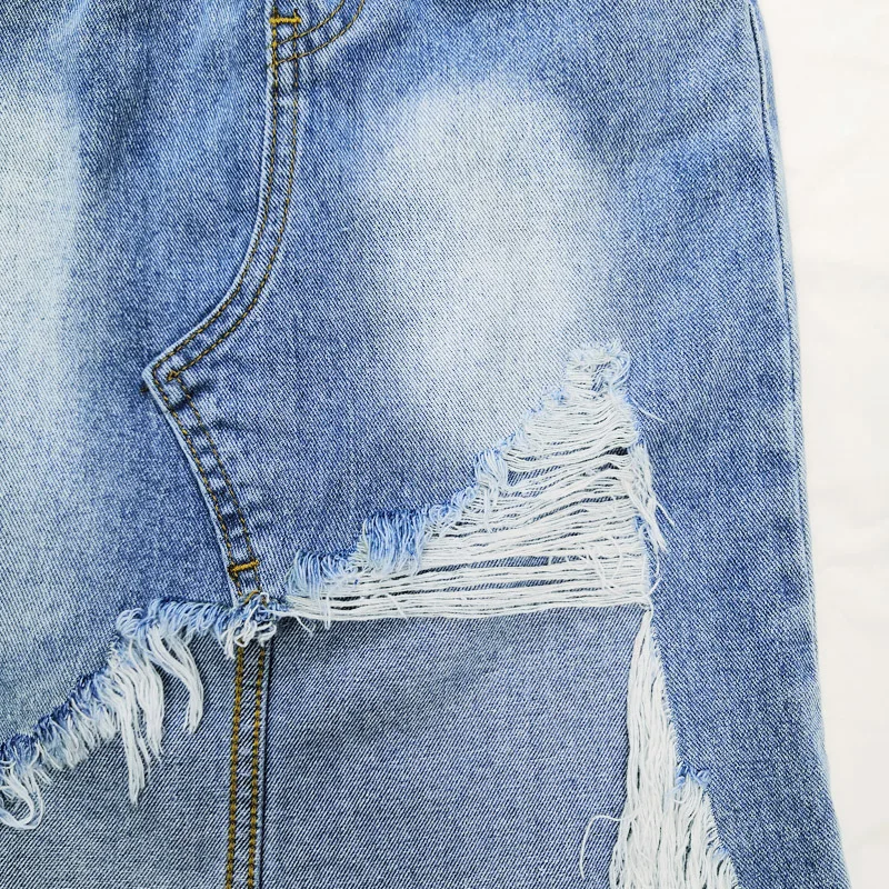 

LarLarBoom Girls Big Hole Denim Skirts 2020 New Fashion Girls' Irregular Skirt High Waist Girls Skirts for Kids Outerwear