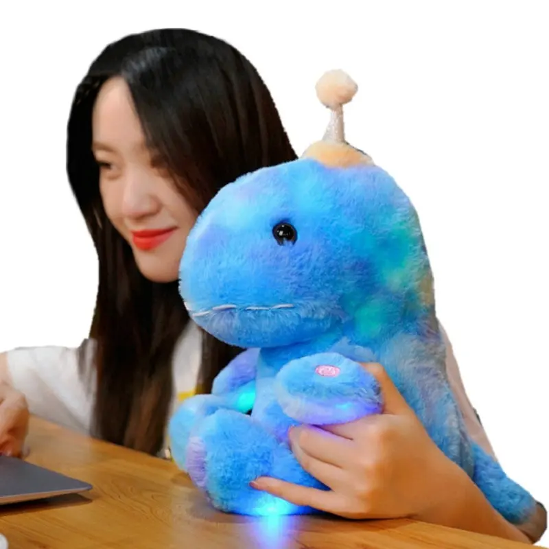 

Glowing Led Light Dinosaurs Plush Toy Stuffed Electric Colour Light Cute Hat Dinos Stuffed Doll toys For Boy Birthday Gift