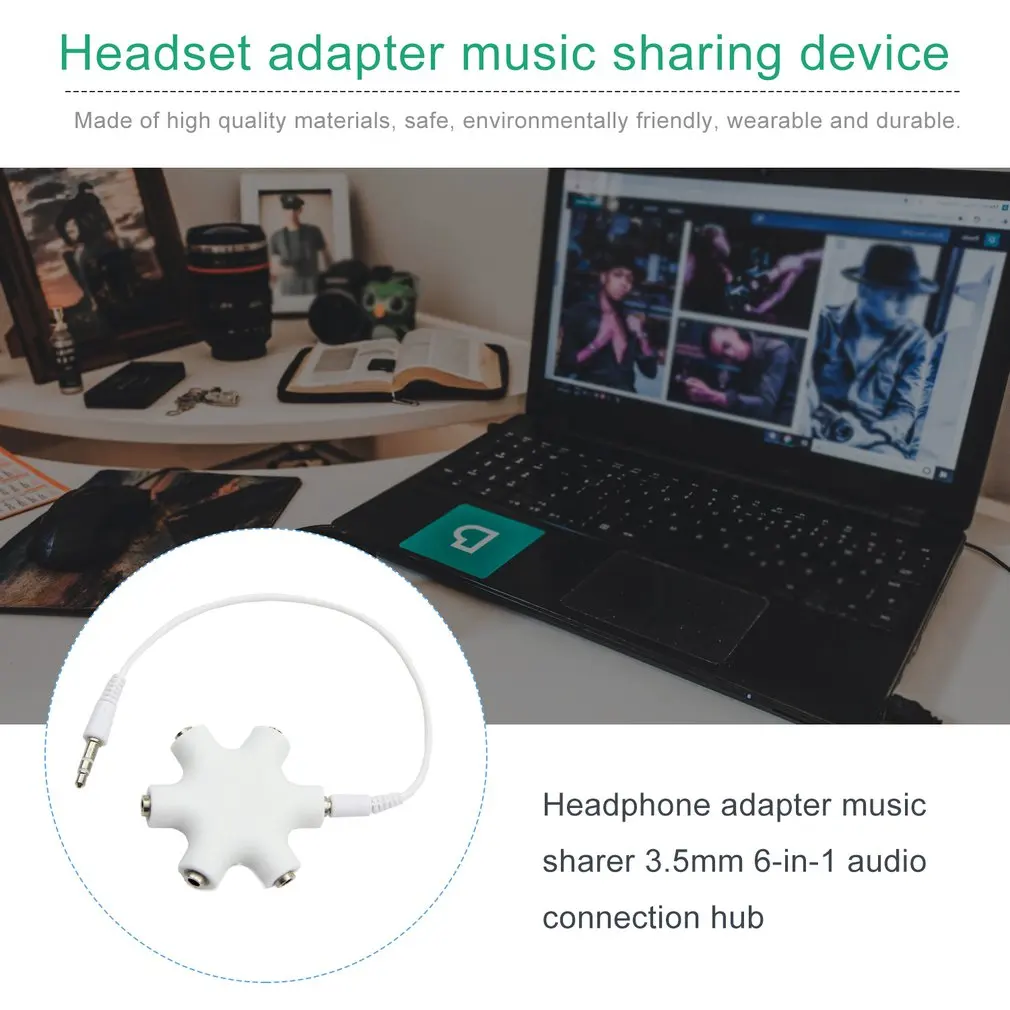 

3.5mm Headphone Earphone Stereo Audio Splitter 1 Male to 2 3 4 5 Male Ports Cable Cord Jack Headset 6 Hub Way Audio Adapter Line