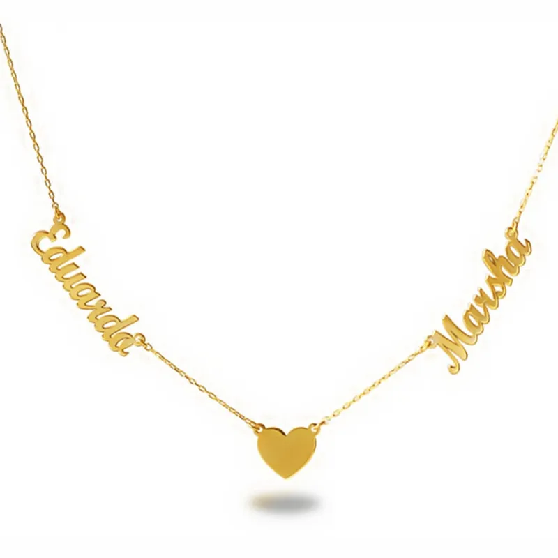 Ожерелье с именем на заказ для женщин, модные ювелирные изделия из нержавеющей стали на заказ, подвеска в форме сердца, Шейная цепь, детский подарок на день рождения