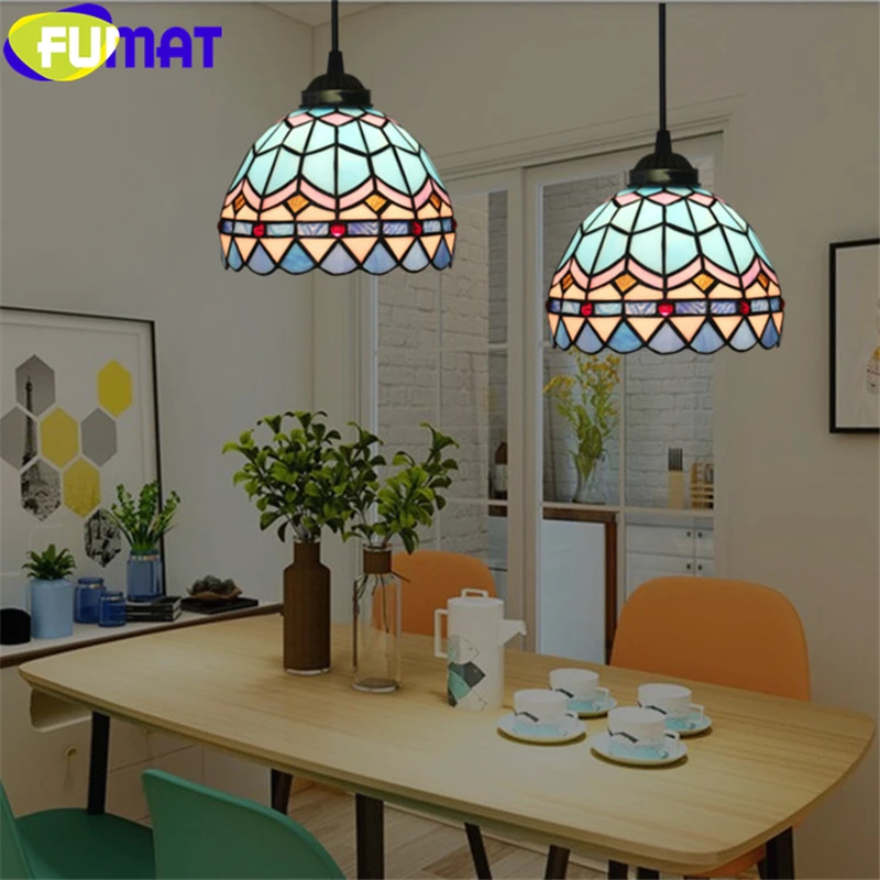 Подвесная лампа FUMAT Тиффани цветное витражное стекло с гравировкой Классический