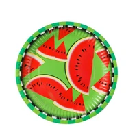 100pcslot decoration baby shower watermelon theme plates kids boys favors dishes happy birthday party tableware events supplies
