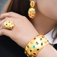 godki new charms 3pc bracelet ring earring set for women wedding bridal cubic zircon dubai party wedding jewelry boho 2020