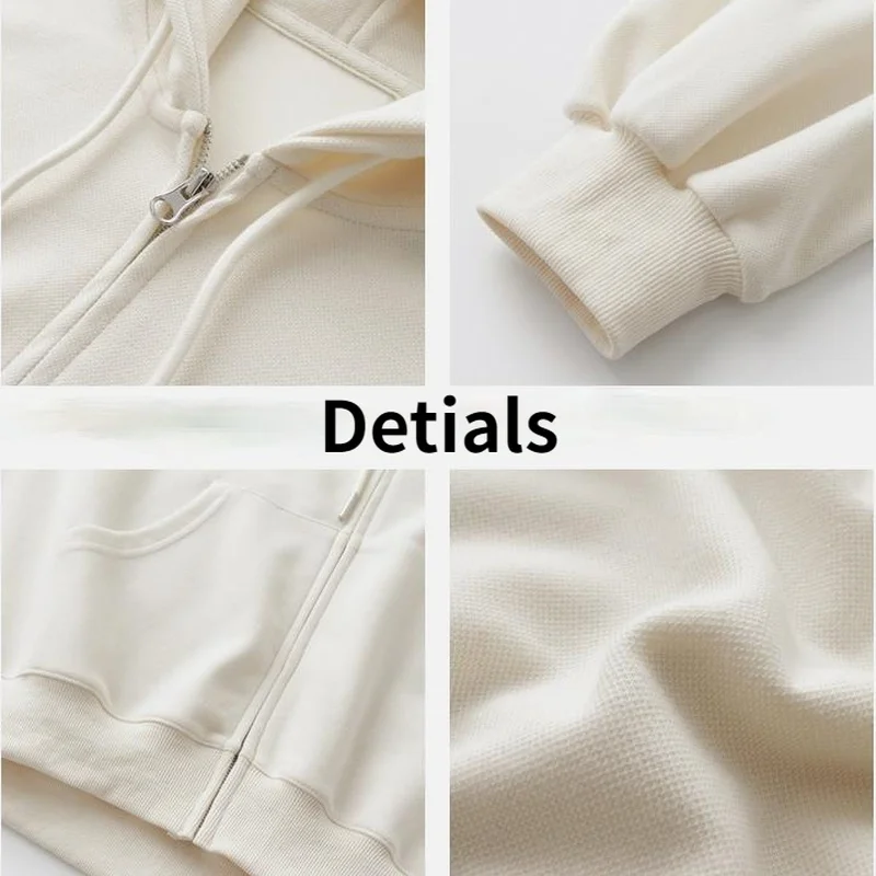 

Jackets Women Students Solid Color Simple Long Sleeve Big Pocket Hooded Workout Fashion Leisure Loose Zip Spring Autumn Retro
