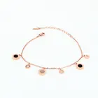 Изящный повесить три круга и три римские цифры черный и белый корпус ножной браслет для женщин из нержавеющей стали розовый браслет золотого цвета