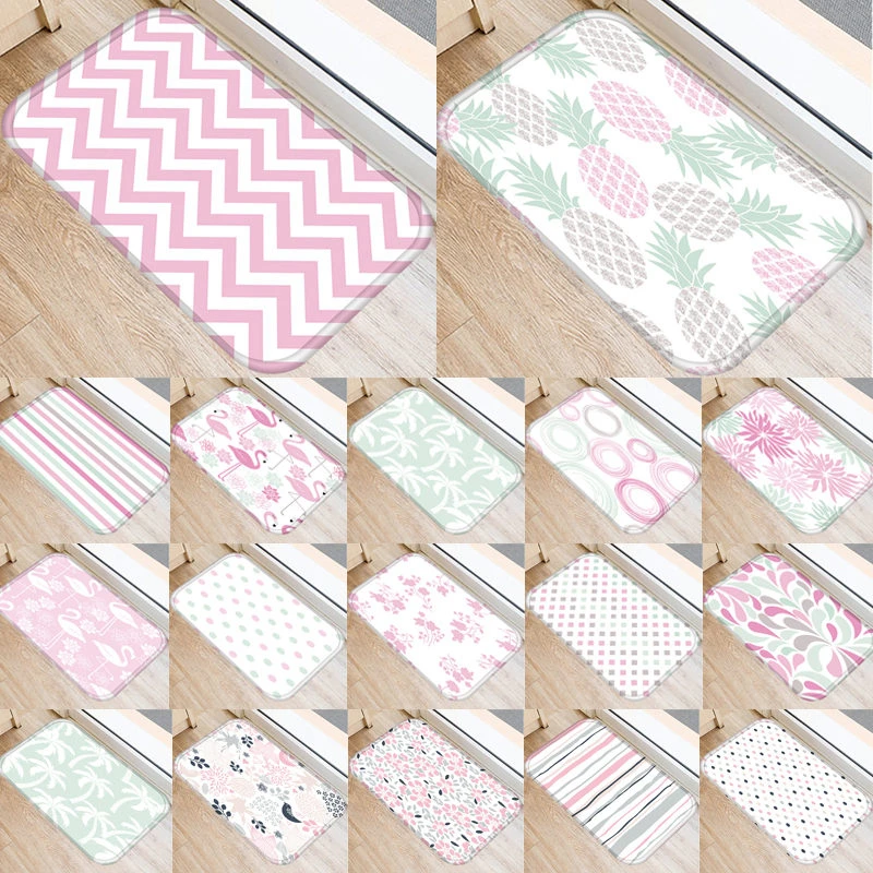 1 шт. 40*60 см фламинго в полоску с рисунком ананаса Противоскользящий Suede Ковер