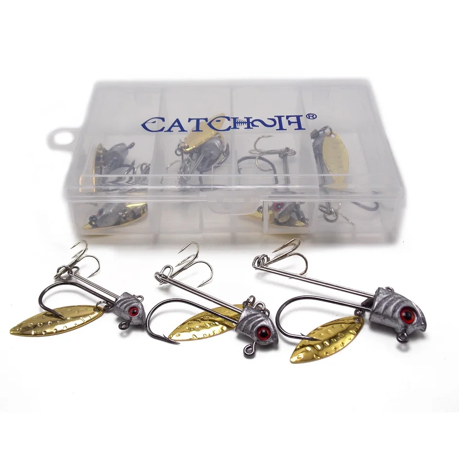 

1 Box 10pcs underspins with willow blade fishing hooks terminal tackle