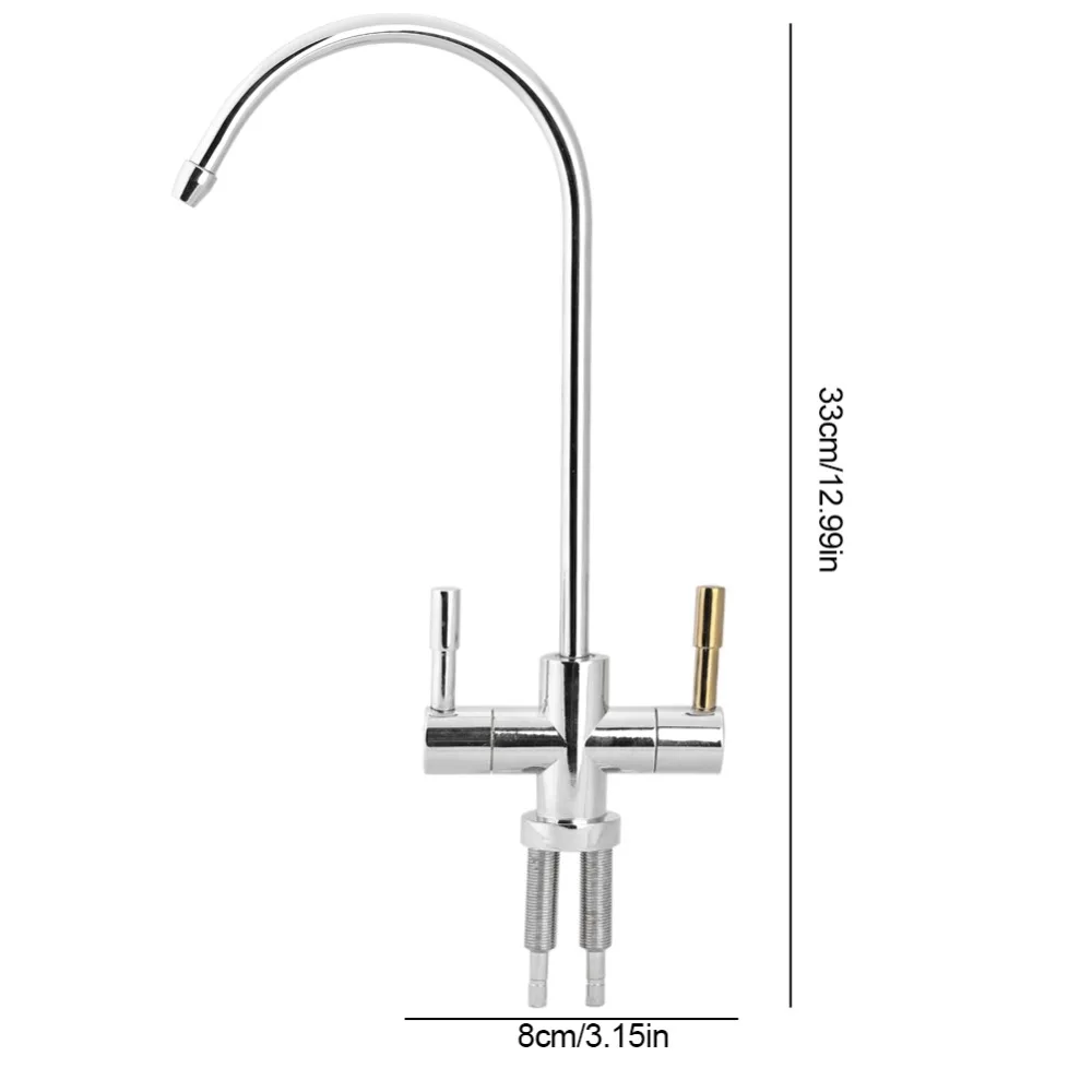 

CN 1/4'' Double Holes Sink Faucet Tap Chrome Reverse Osmosis RO Drinking Water Filter Bathroom Kitchen