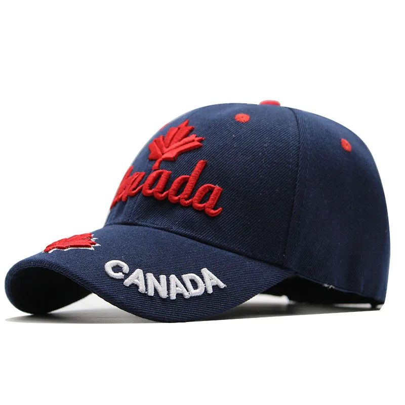 

New Canada Maple Leaf Baseball Caps 3D Embroidery Washed Cotton Snapback Hat for Men Women I Love Canada Embroidery Hip Hop Caps