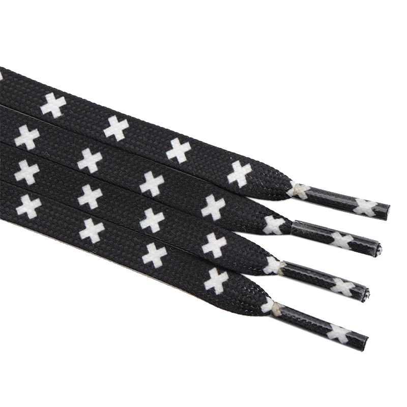 

8MM Black White X Symbol Top Shoelaces Men Women Sneakers Canvas High Quality Cords Wide Ropes For Ault Kid