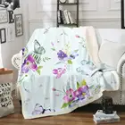Одеяло из шерпы с изображением бабочки, розы, цветов, мятно-зеленого цвета, для дивана, кровати, гостиной