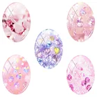 TAFREE 18x25 мм Ручная работа Красивая кристальная текстура смешанные фрактальные фото овальные 5 шт.лот стеклянный кабошон diy Ювелирные изделия с плоским основанием TX357