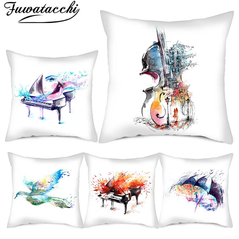Fuwatacchi Abstract Oil Painting Cushion Cover Piano Horse Animal Photo Pillowcases for Home Sofa Chair Decorative Pillow Covers | Дом и сад