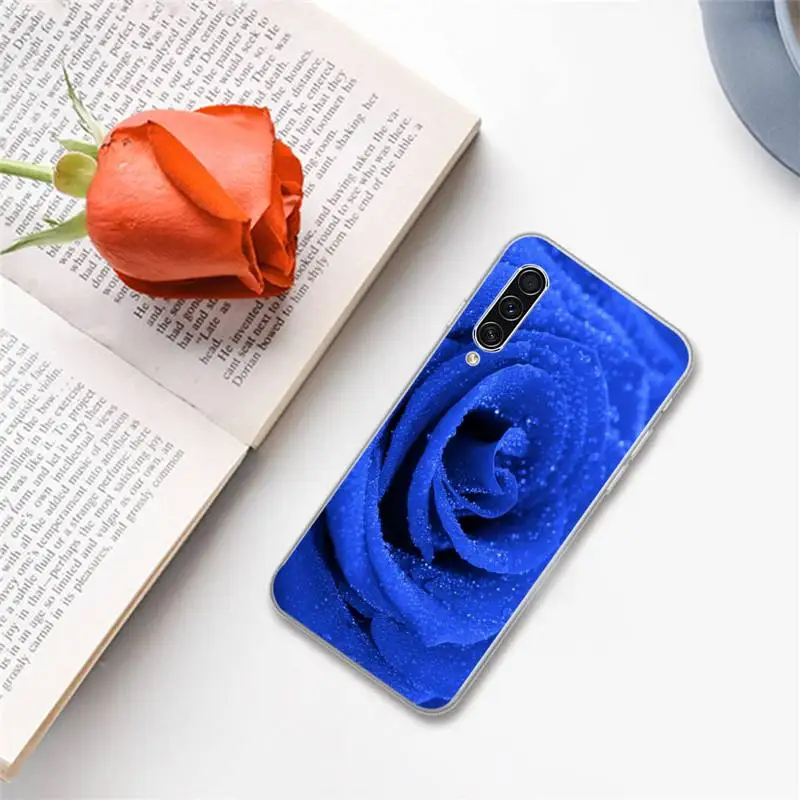 

Blue rose art flower pattern Phone Case For Samsung A S M Note 9 10 20 fe 21 71 30 ultra plus 5g 11 31 51 s