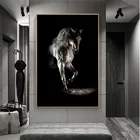 Черная лошадь фотография холст фото печать современные животные Холст Живопись Домашний декор настенные картины без рамки