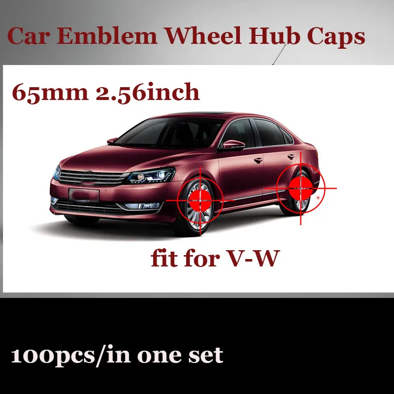 

Wholesale 100PCS 65MM Auto Wheel Hub Center Caps For Passat B6 B7 CC Golf Jetta MK5 MK6 Tiguan Car Badge Emblem Covers