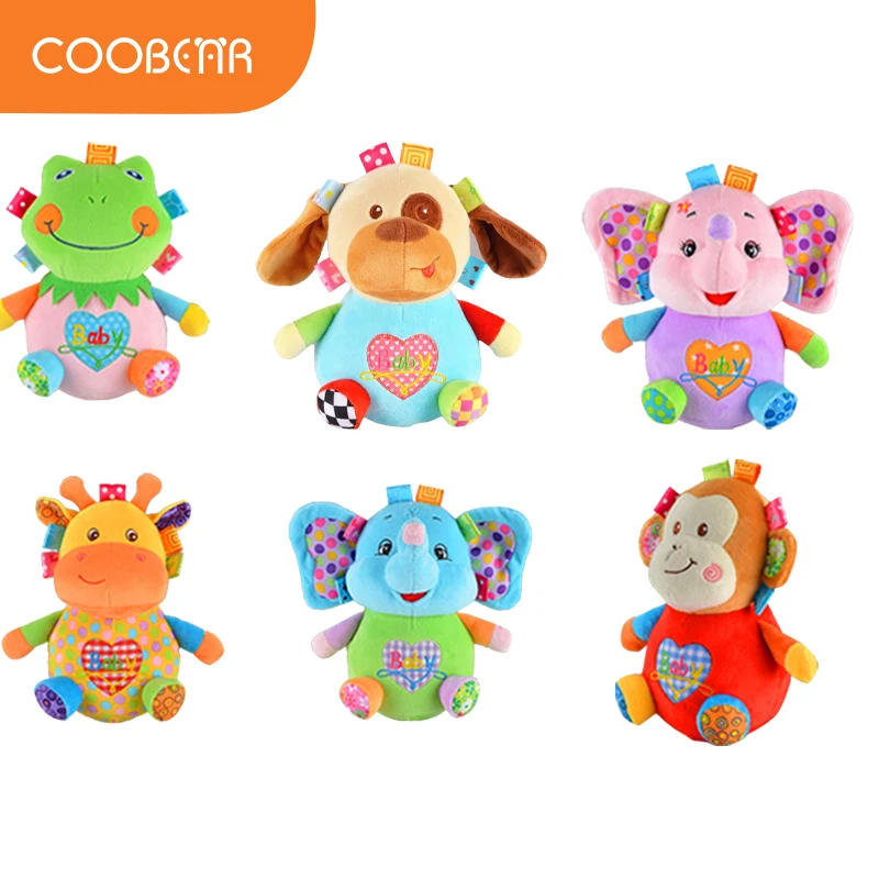 

Детские погремушки, Мультяшные животные, дизайн Roly-poly, игрушка, искусственный милый слон, плюшевые куклы, детские успокаивающие игрушки для ...
