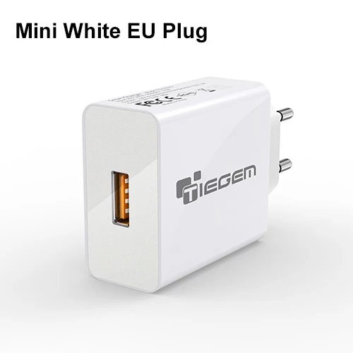 TIEGEM Quick Charge 3,0 USB настенное зарядное устройство адаптер 18 Вт EU US Plug Универсальное зарядное устройство для мобильных телефонов для samsung iphone 7 - Тип штекера: Mini White EU Plug