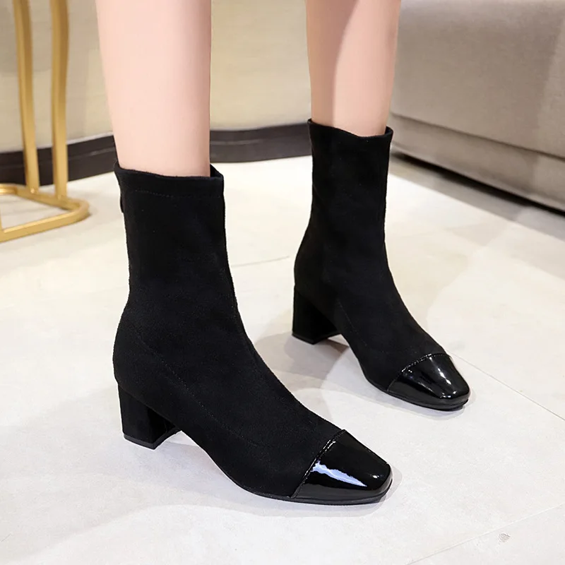 Женские ботинки с квадратным носком универсальные удобные в британском стиле