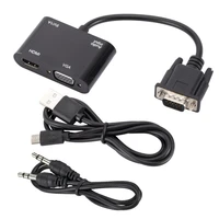 vga to vga hdmi 3 in 1 adapter splitter dual display with 3 5mm audio converter for pc projector hdtv multi port vga adapter