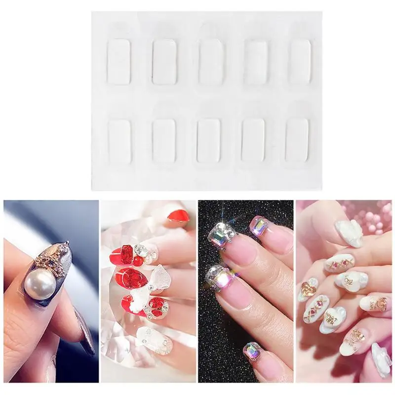 10 шт./пакет DIY маникюрные наконечники прозрачный двусторонний клейкий клей
