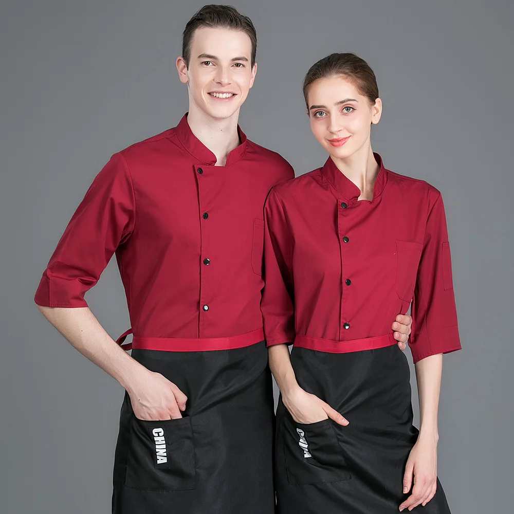 Унисекс униформа шеф-повара для ресторана кухни рубашка с коротким рукавом