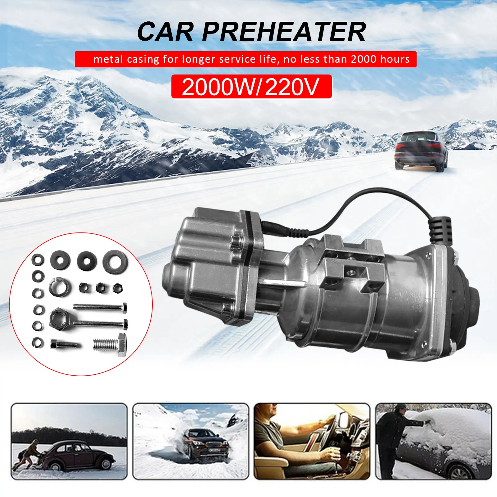 

220V 3000W Anti-dry Burning Anti-freezes Preheater Suitable For Large Displacement Cars Diesel Engine Preheater Car Accessories