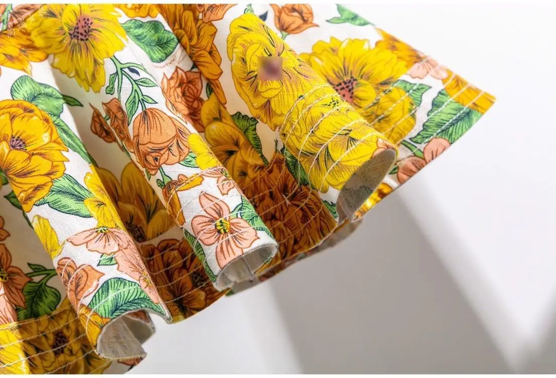 

2021 New Women's Belted Floral Shirt Skirt Short-sleeved Dress Luxury High Quality Sicily