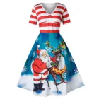 Женское винтажное платье-миди с высокой талией и принтом