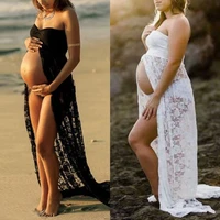 maternity photography dress open front slit high waist slim vestidos pregnant women photo shoot prop tulle pregnancy dress